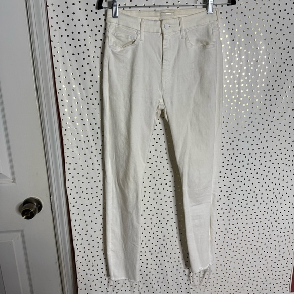 Mother High Waisted Looker Ankle Fray Women's White Jeans - Picture 1 of 10